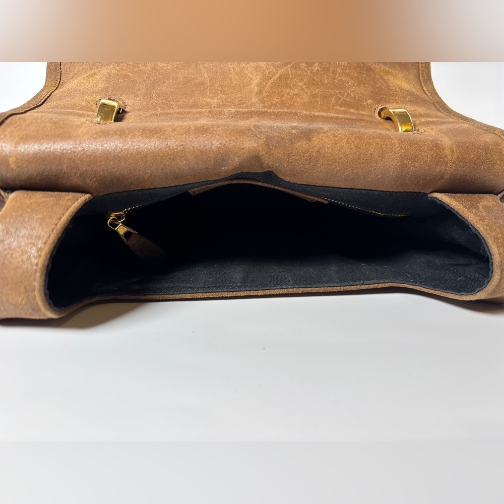 Vintage Balenciaga Brown Suede Bag – 70s Top Handle with Gold Turn Lock - Picture 9 of 9